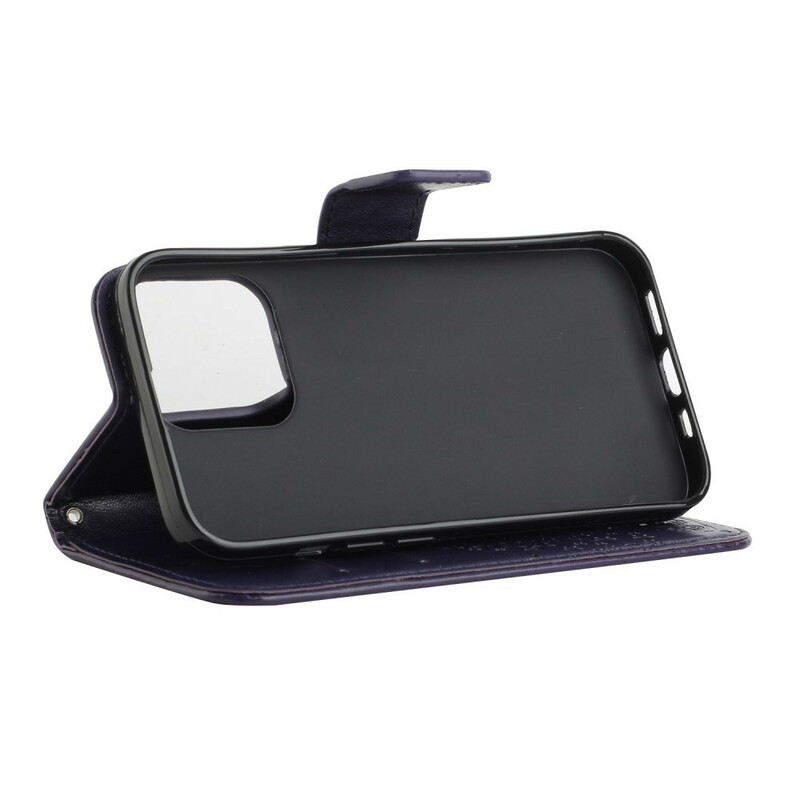 Kotelo iPhone 13 puu ja pöllöt, jossa kaulanauha