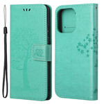 Kotelo iPhone 13 puu ja pöllöt, jossa kaulanauha