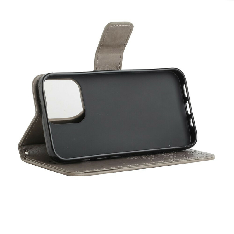 Kotelo iPhone 13 puu ja pöllöt, jossa on kaulanauha