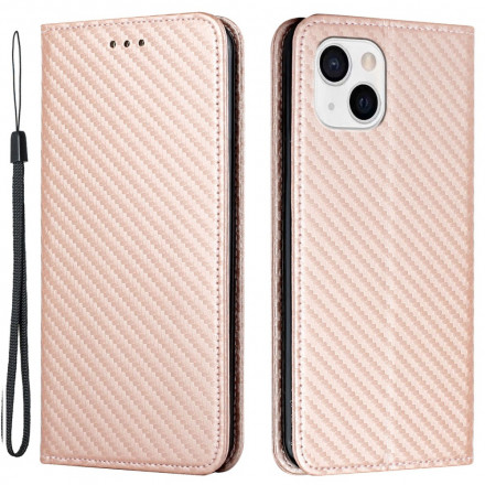 Flip Cover iPhone 13 Hiilikuitu ja hihna