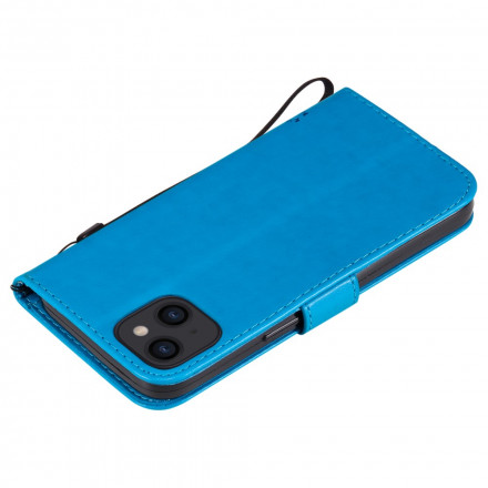 Kotelo iPhone 13:lle Puu ja kissa, jossa on kiinnityslenkki