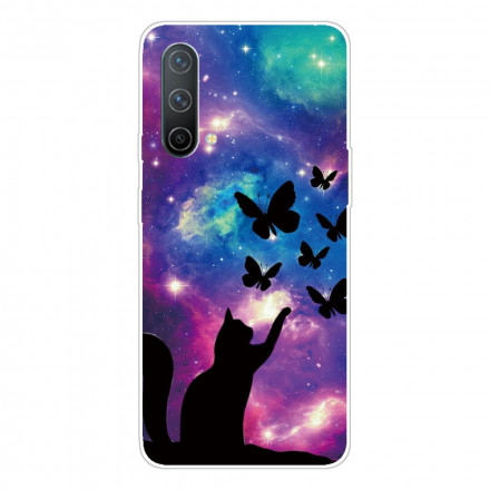 OnePlus North CE 5G Case Kissa ja perhoset avaruudessa