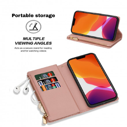 Kotelo iPhone 13 Glitter lompakko vetoketju