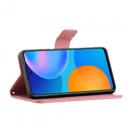 Kotelo Motorola Edge 20 perhosia ja kukkia, jossa on kaulanauha