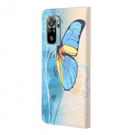 Xiaomi Redmi 10 Butterfly Case sininen ja keltainen