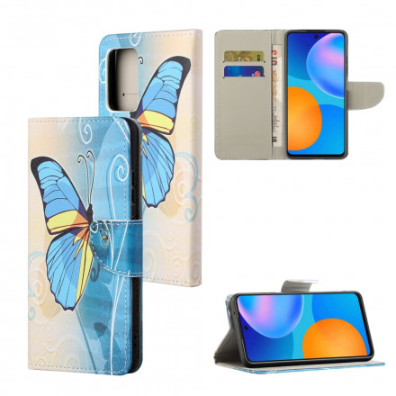 Xiaomi Redmi 10 Butterfly Case sininen ja keltainen