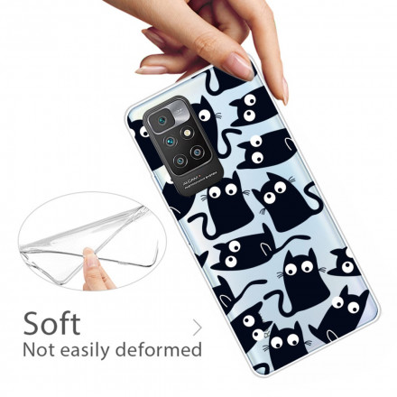 Xiaomi Redmi 10 kansi useita mustia kissoja