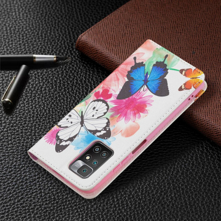 Flip Cover Xiaomi Redmi 10 Värilliset perhoset