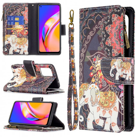 Oppo A94 5G Elephant Zip Pocket Case
