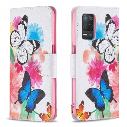 Kansi Realme 8 5G Maalatut perhoset ja kukat