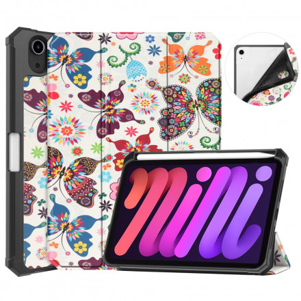 Smart Case iPad Mini 6 (2021) Stylus Case Vintage kukkia