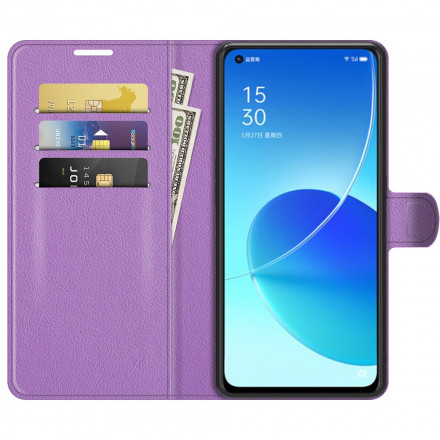 Kotelo Oppo Reno 6 5G keinonahka Classic Lychee