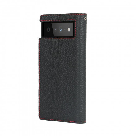 Flip Cover Google Pixel 6 Nahka Aito Lychee hihna
