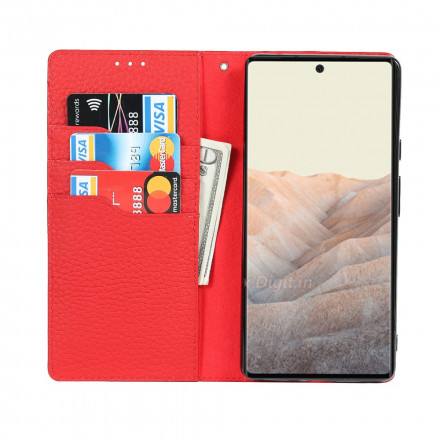 Flip Cover Google Pixel 6 Nahka Aito Lychee hihna