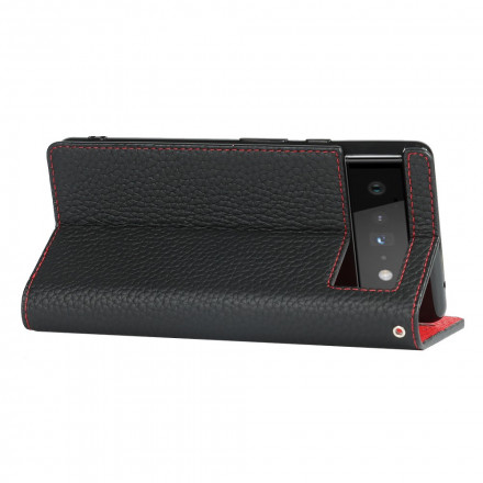 Flip Cover Google Pixel 6 Nahka Aito Lychee hihna