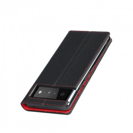 Flip Cover Google Pixel 6 Nahka Aito Lychee hihna