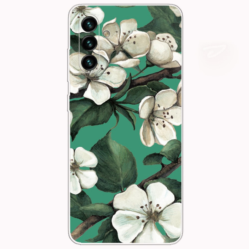 Samsung Galaxy A13 5G / A04s Suojakuori
 maalattu valkoinen kukkia
