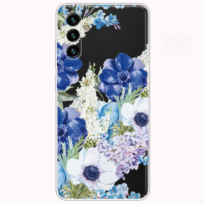 Samsung Galaxy A13 5G / A04s akvarelli sininen kukka suojakotelo
