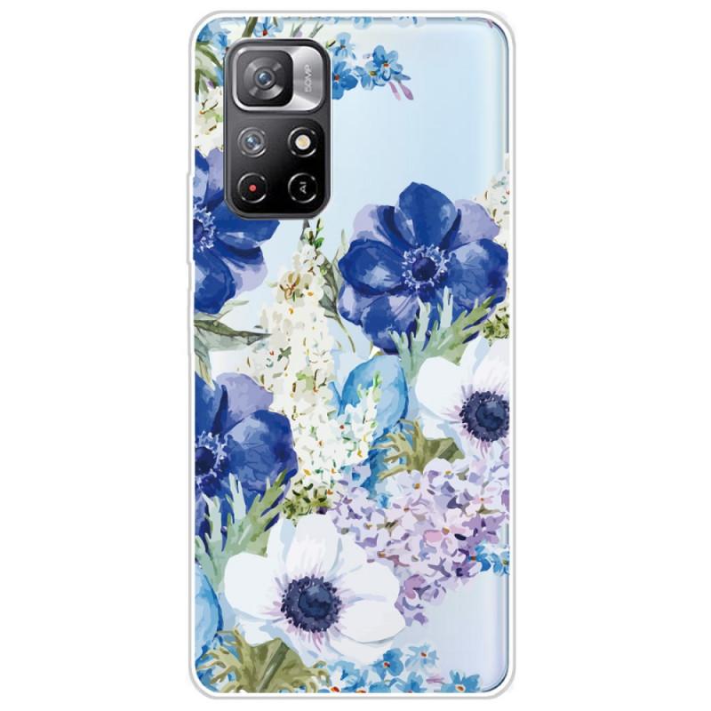 Poco M4 Pro 5G Akvarelli sininen kukka suojakuori
