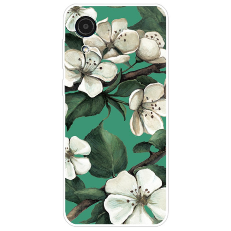 Samsung Galaxy A03 Core suojakotelo
 maalattu valkoinen kukkia