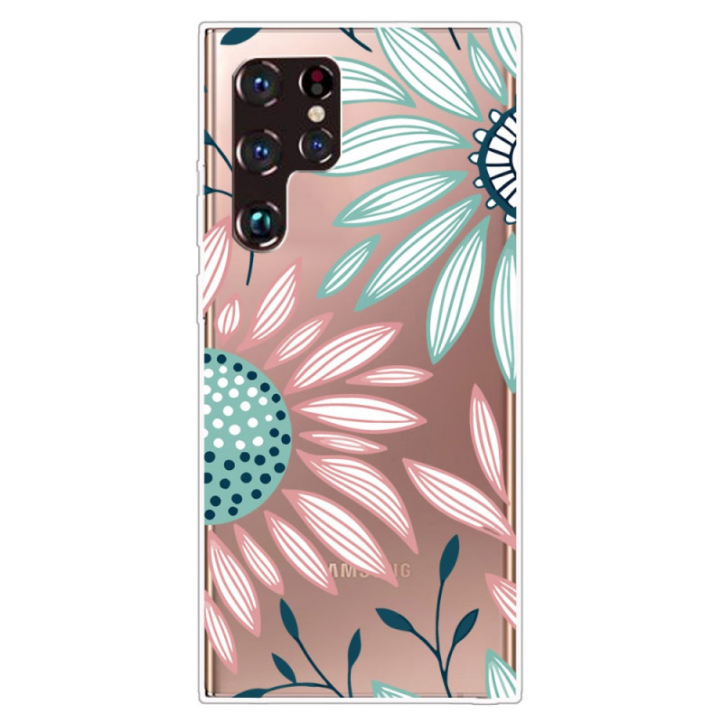 Samsung Galaxy S22 Ultra 5G läpinäkyvä kukka suojakuori
