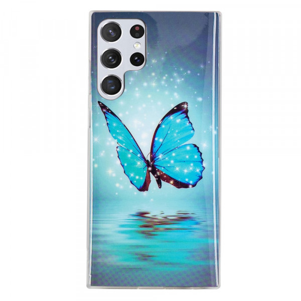 Samsung Galaxy S22 Ultra 5G suojakotelo
 fluoresoiva sininen perhosja
