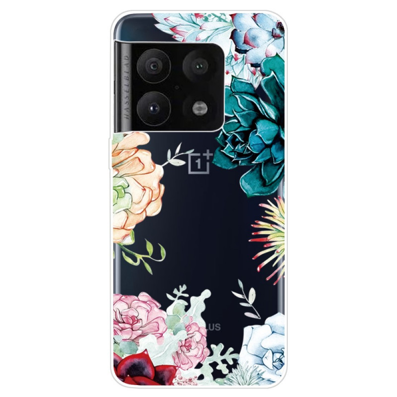 OnePlus 10 Pro 5G läpinäkyvä akvarelli kukka suojakotelo
