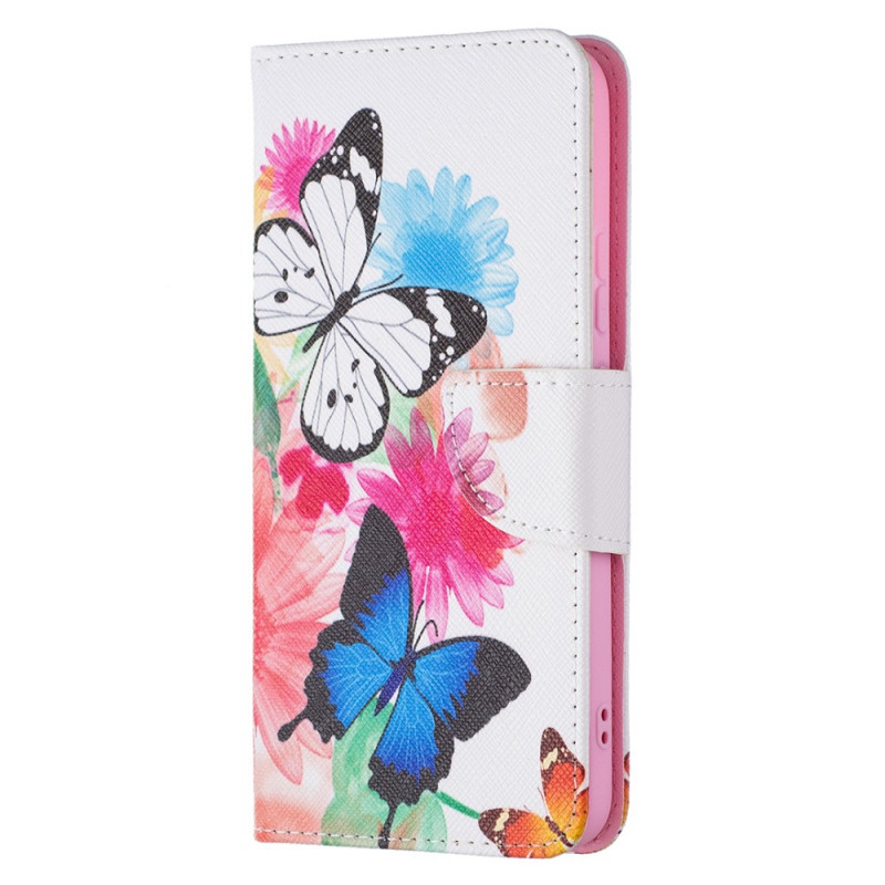 Samsung Galaxy S22 Plus 5G suojakotelo
 maalattu perhosia ja kukkia
