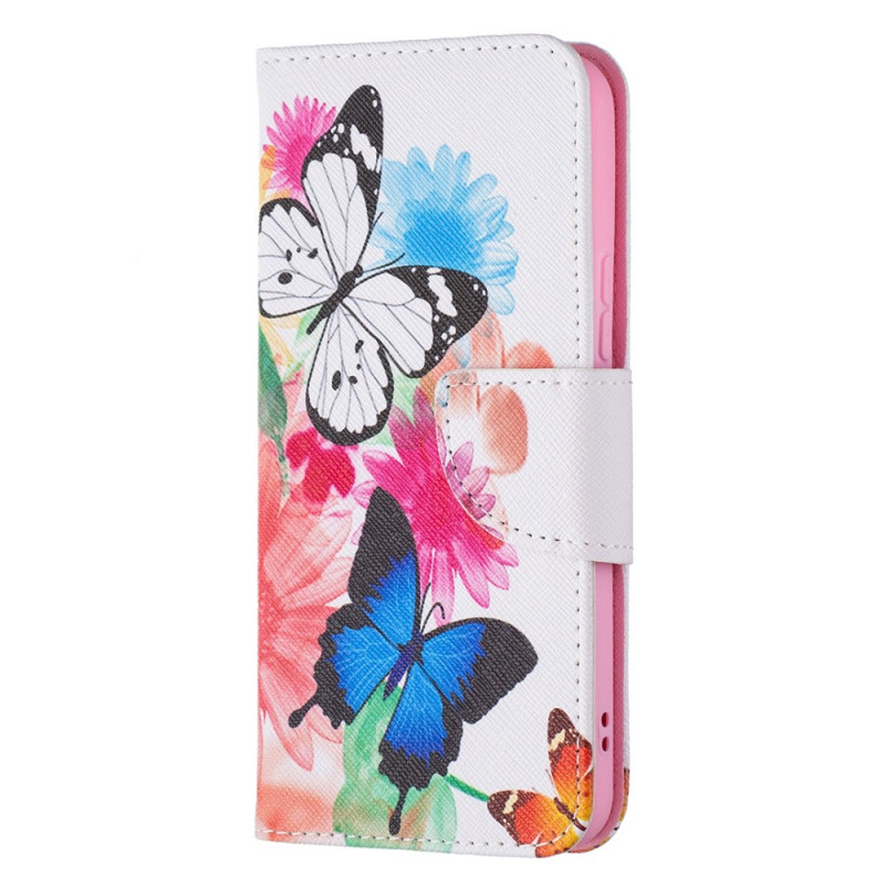 Samsung Galaxy S22 5G suojakotelo
 maalattu perhosia ja kukkia