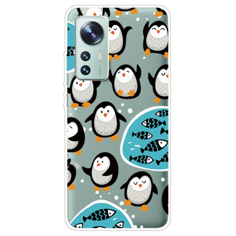 Xiaomi 12 / 12X / 12S pingviinit ja kalat Suojakuori
