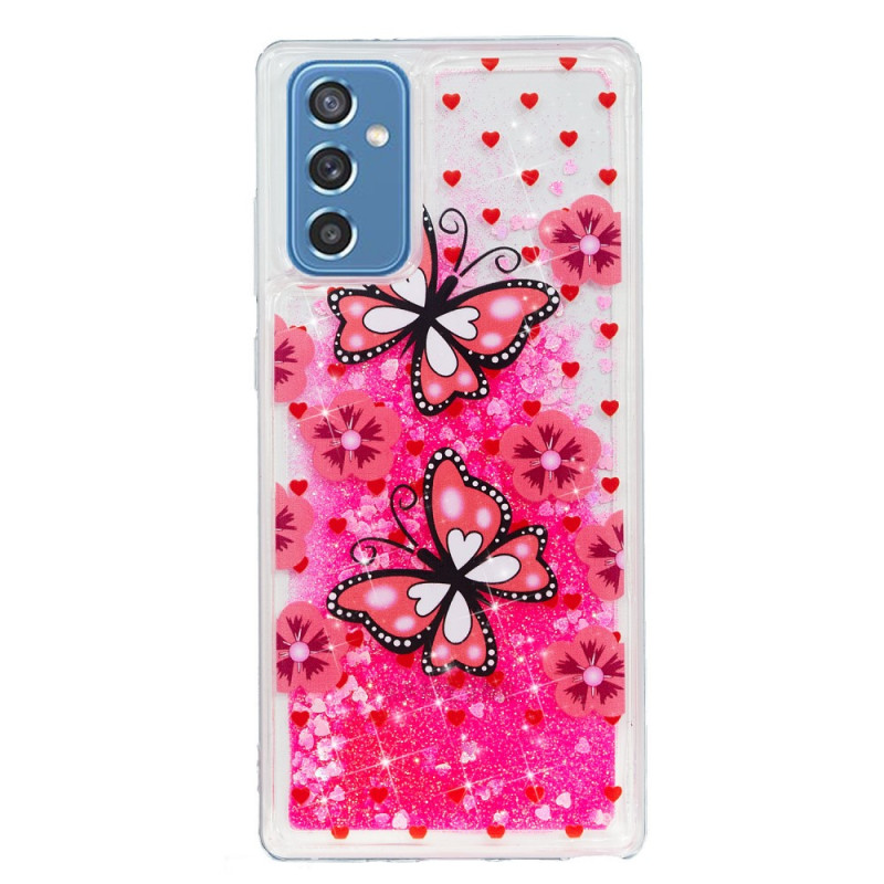 Samsung Galaxy M52 5G Vaaleanpunainen perhosja
 suojakuori
