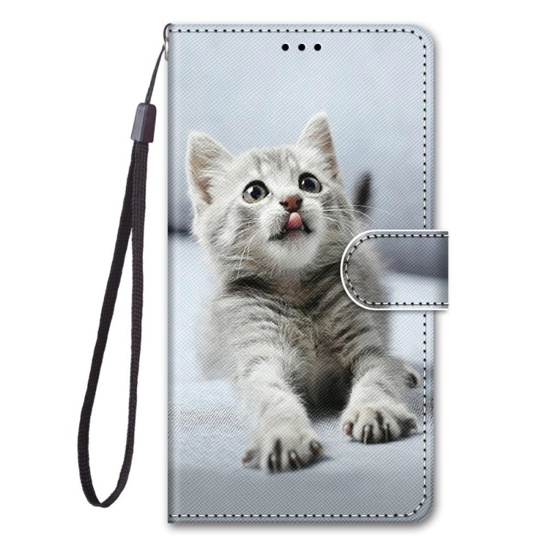 Samsung Galaxy Suojakuori
 M53 5G harmaa kissanpentu kantolenkki
lla