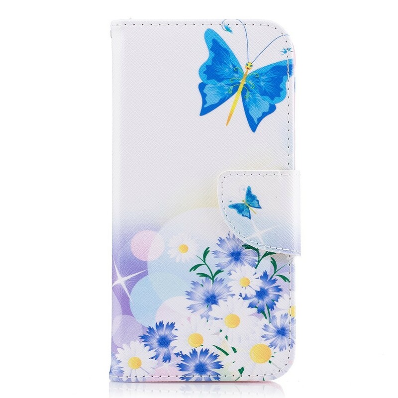 Samsung Galaxy J3 2017 Case maalattu perhosia ja kukkia