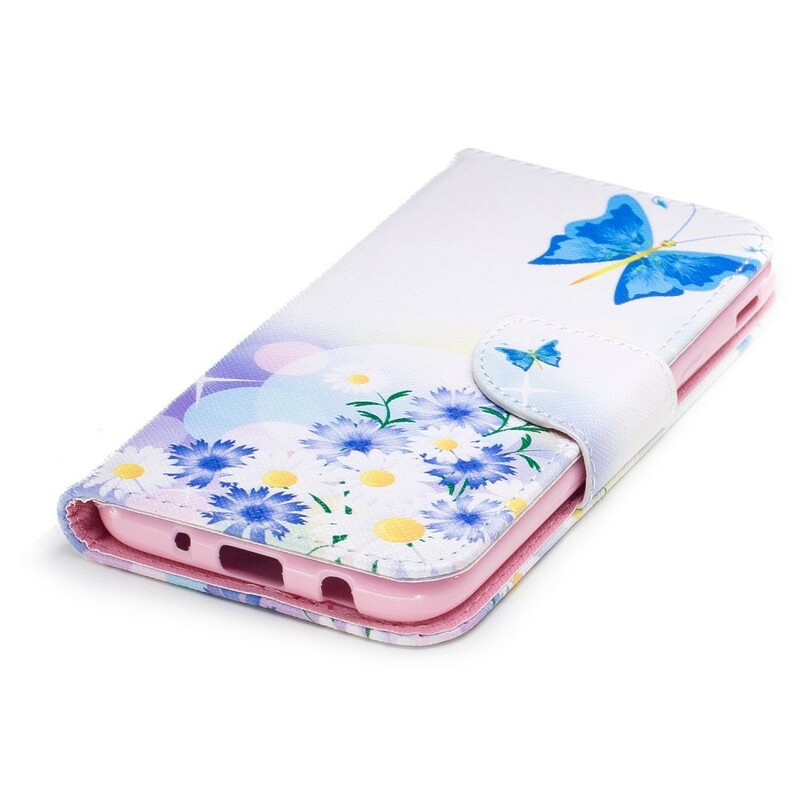 Samsung Galaxy J3 2017 Case maalattu perhosia ja kukkia