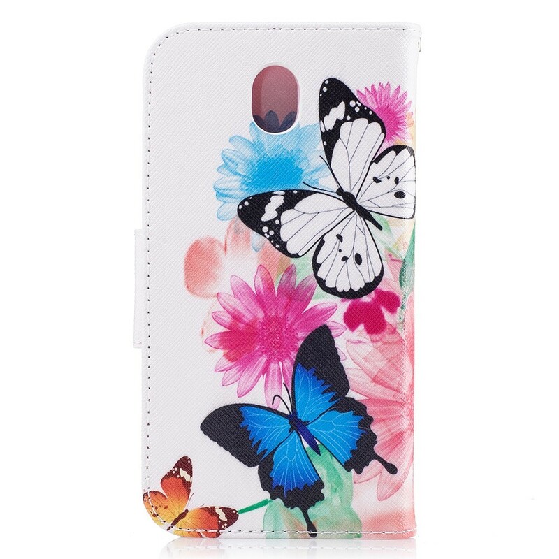 Samsung Galaxy J5 2017 Case maalattu perhosia ja kukkia
