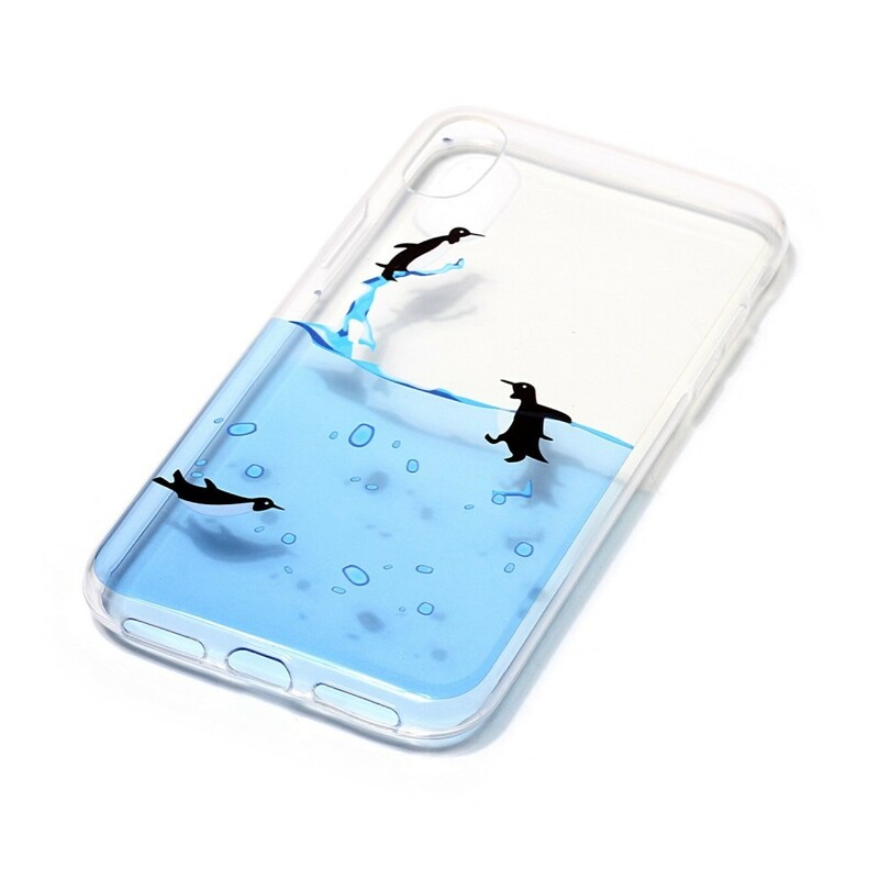 iPhone X Clear Case Pingviinipeli