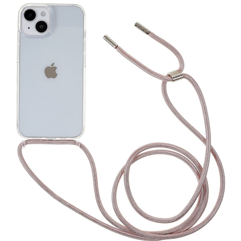 Läpinäkyvä iPhone 14 suojakuori
 värillisellä olkanauhalla
