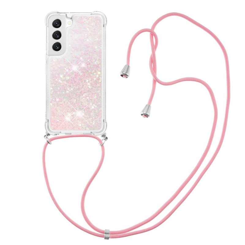 Coque Samsung Galaxy S23 5G Paillettes Arbre avec Cordon