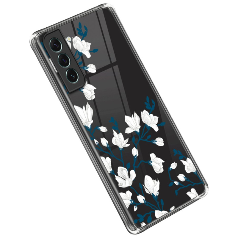 Samsung Galaxy S23 Plus 5G läpinäkyvä
 suojakuori
 Valkoisja
 kukat
