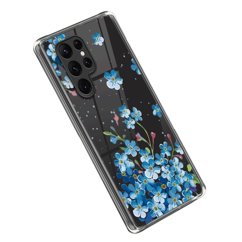 Samsung Galaxy S23 Ultra 5G sininen kukka suojakuori
