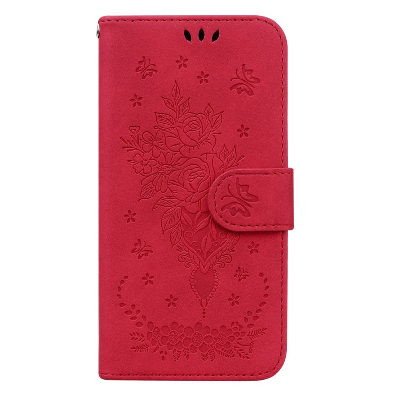 Xiaomi Redmi Note 12 4G vaaleanpunainen ja perhonen kantolenkki
 suojakotelo
