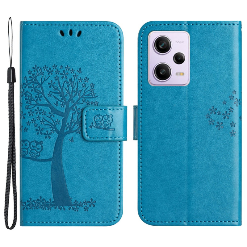 Housse Xiaomi Redmi Note 12 Arbre et Hiboux à Lanière