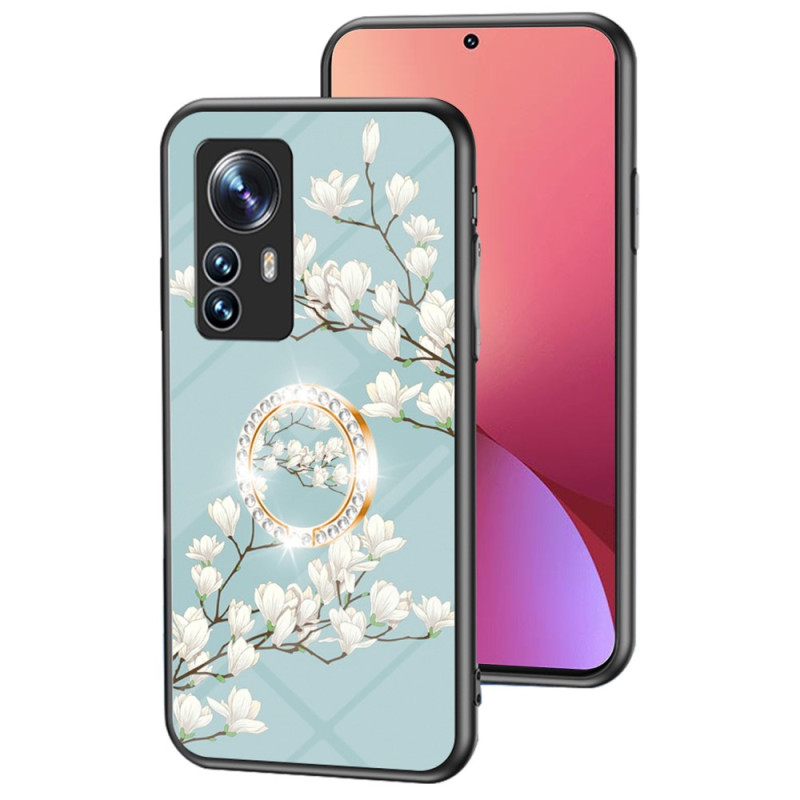 Coque Xiaomi 12 / 12X Verre Trempé avec Anneau Fleurs