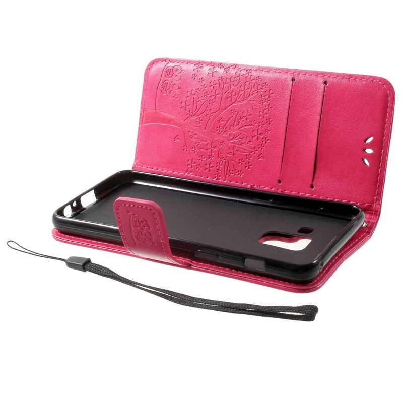 Kotelo Samsung Galaxy A8 2018 Puu ja pöllöt Nahkatehoste