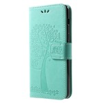 Kotelo Samsung Galaxy A8 2018 Puu ja pöllöt Nahkatehoste