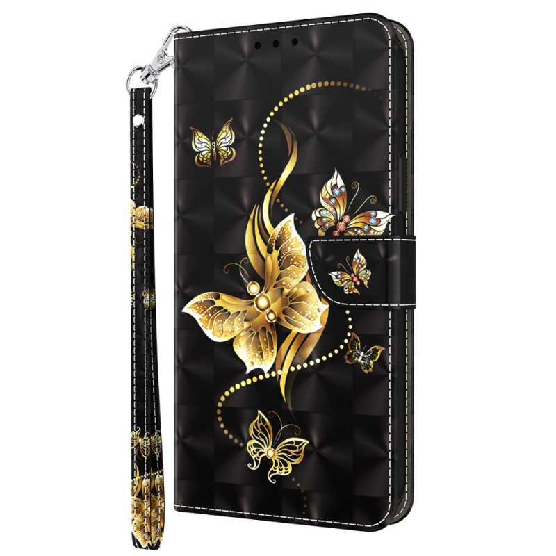 Xiaomi Redmi 12C Gold Butterflies kantolenkki
 suojakotelo
