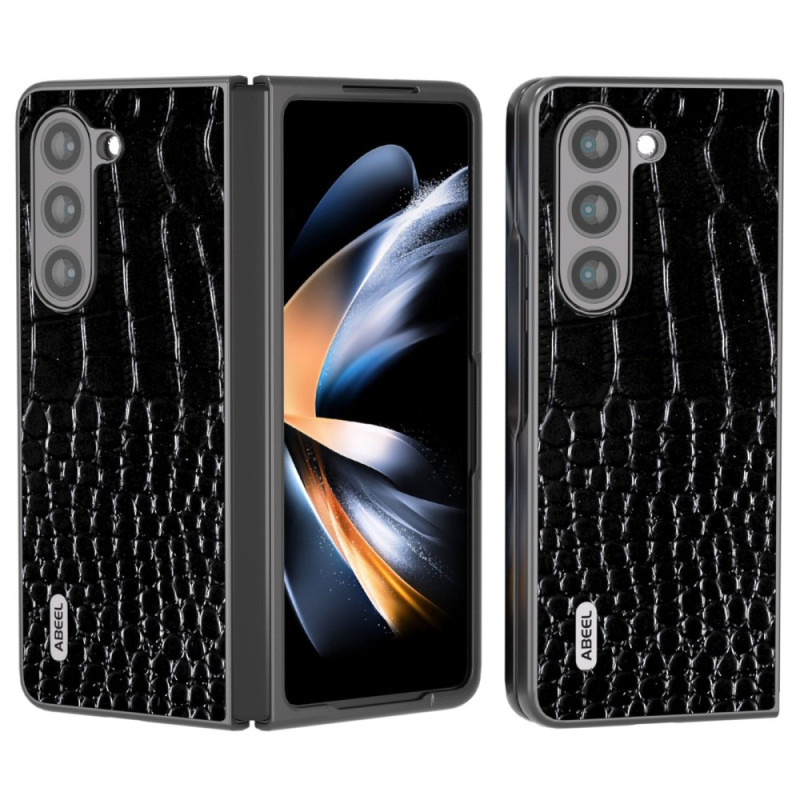 Samsung Galaxy Z Fold 5 Kansi Aitoa nahkaa Croco Effect ABEEL