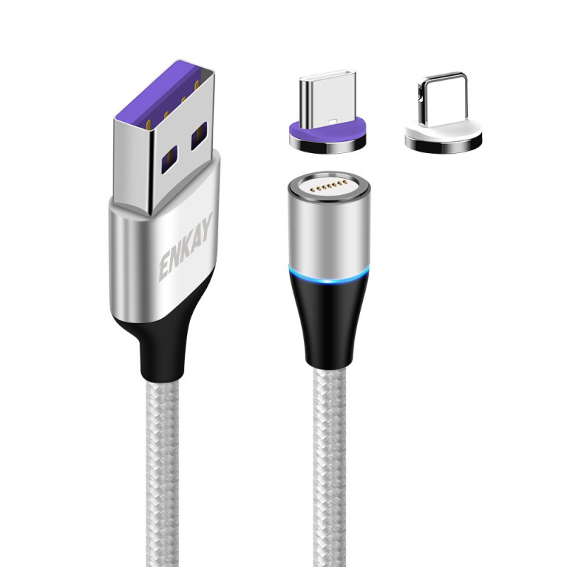 2-in-1 USB-C ja Lightning magneja
tikärkinen latauskaapeli