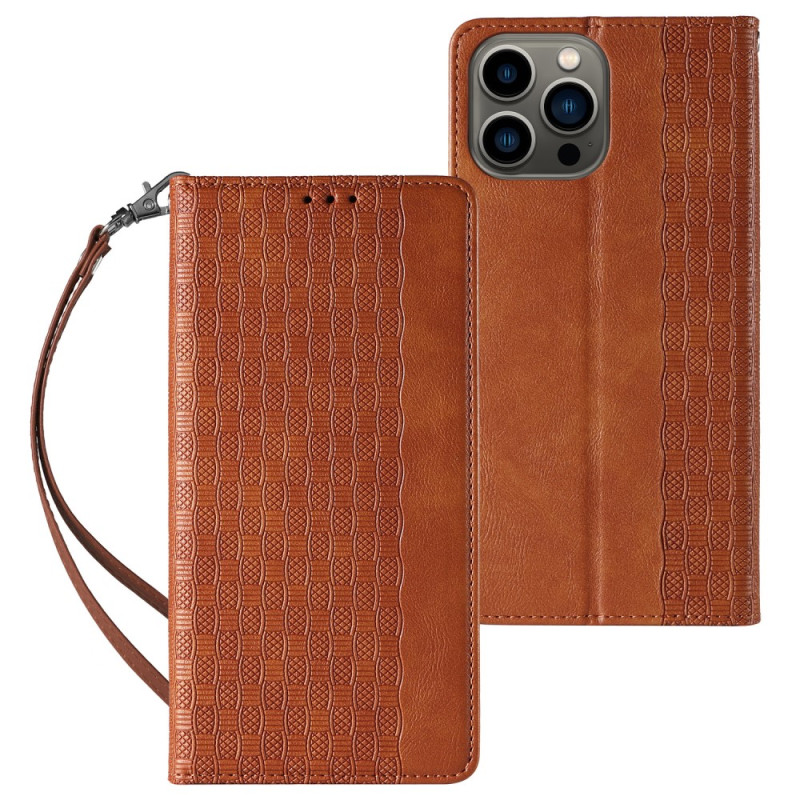 Flip Cover iPhone 15 Pro Vintage Stylée à Lanière