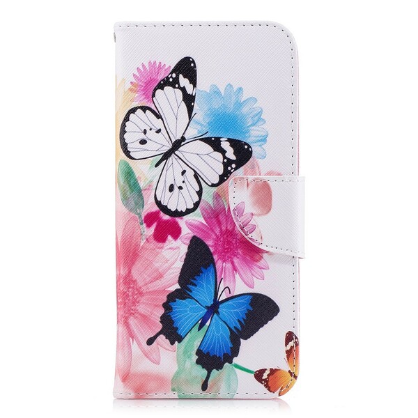 Samsung Galaxy S9 Plus tapauksessa maalattu perhosia ja kukkia